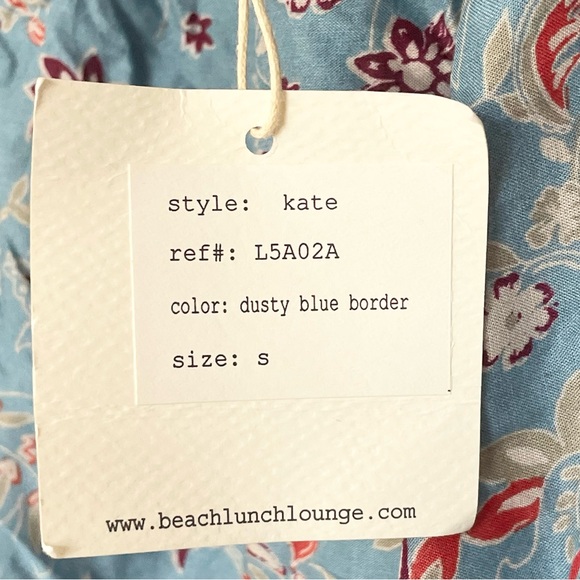 NWT Beach Lunch Lounge Blouse Women Blue Pullover Top Off Shoulder Floral Boho - Picture 4 of 5